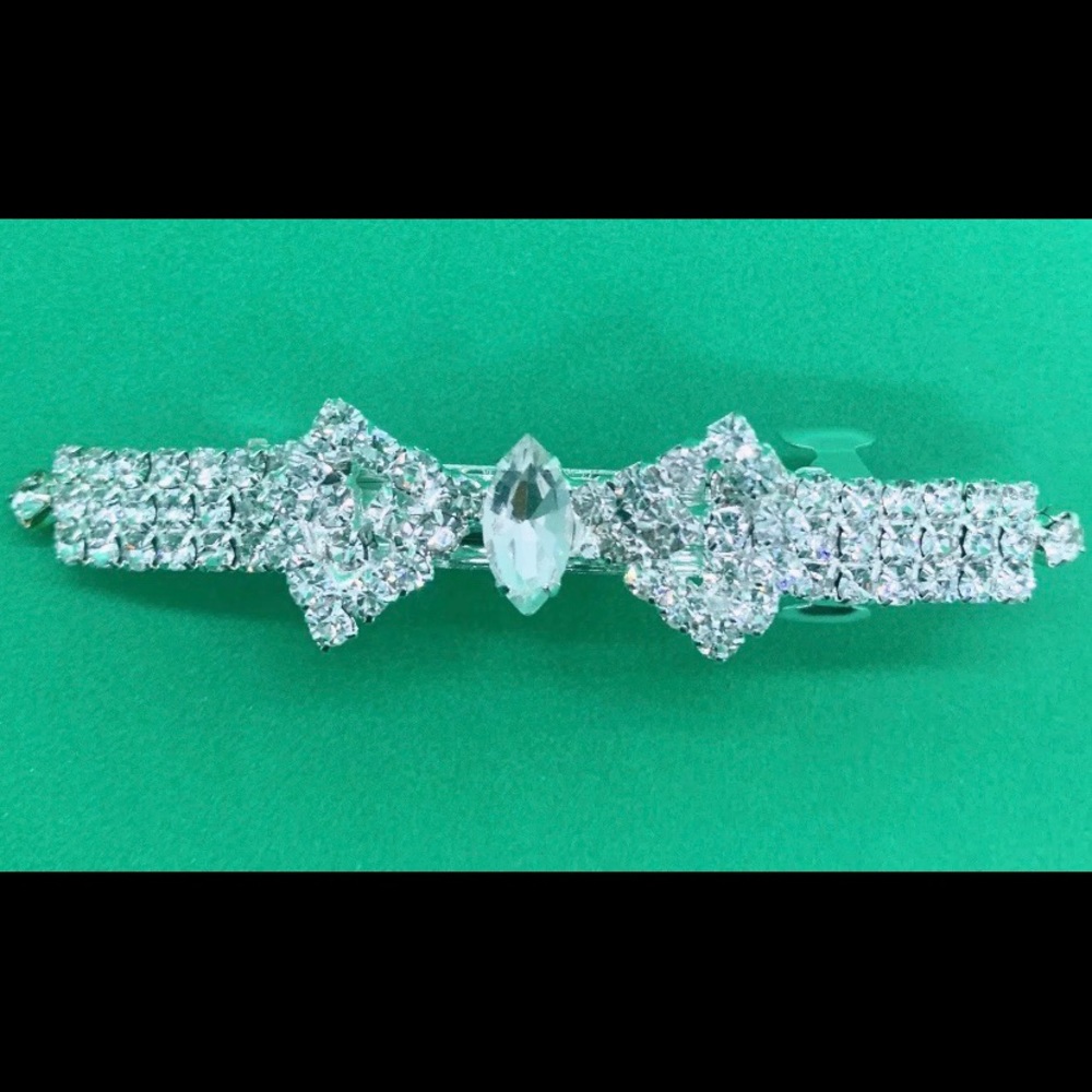 Rhinestone bow barrette hair clip bridal wedding